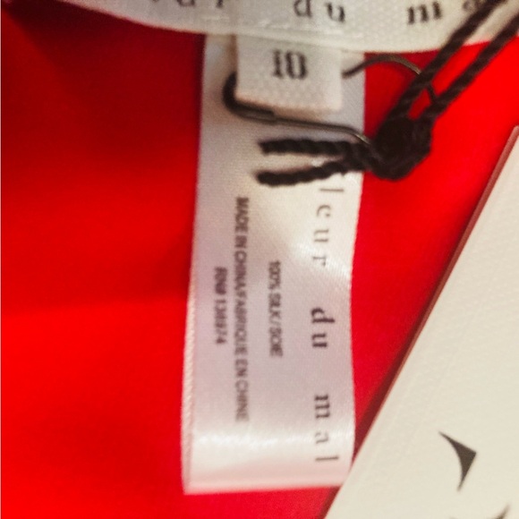 Fleur du mal red poppy colored silk handkerchief hem dress NWT. Size 10 - Picture 10 of 10